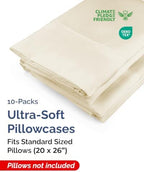 Standard Pillow Cases - 10 Pack Pillowcase Covers - 20" x 26" (Off White) - Image 2