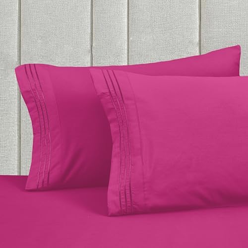 Mocassi Twin XL Size 4-Piece Bed Sheet Set - 1800 Premium Hotel Quality Microfiber 18-24 Inches Extra Deep Pocket Fitted Sheet- Luxury Soft, Breathable, Wrinkle, and Fade Resistant, Hot Pink - Image 6