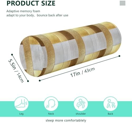Outdoor Bolster Pillow Neck Roll Pillow Round Pillow for Back Cylinder Throw Pillows Cylinder Pillow Covers with Zipper Gold Stripe - Image 3