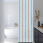 Window Privacy Film Frosted, Light Brown Blue Striped Reusable Static Cling Window Tints, Modern Farmhouse Vertical Stripes Heat Control Windows Films for Offices, Balcony, 29.5 x 118 Inches - Image 3