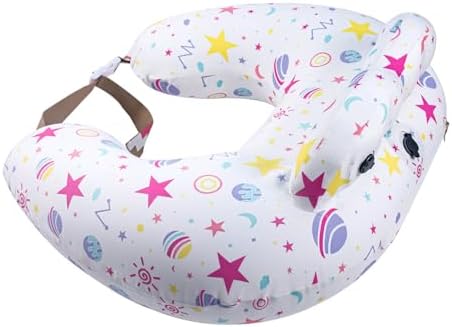 Inflatable Nursing Pillow for Breastfeeding – Travel Baby Feeding Cushion for Mom Support, Adjustable Waist Strap, Removable 100% Cotton Cover – Portable Newborn Essentials by PortabuddyUSA