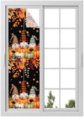 Window Privacy Film Frosted, Thanksgiving Gnomes Reusable Static Cling Window Tints, Fall Pumpkin Maple Leaves Black Heat Control Windows Films for Offices, Balcony, 29.5 x 118 Inches by Unknown