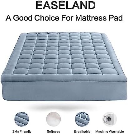 EASELAND Queen Size Mattress Pad Pillow Top Mattress Topper Cotton Top - Image 2
