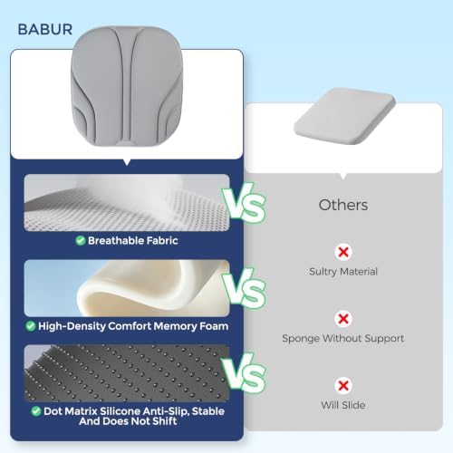 BABUR Thin Memory Foam Seat Cushion - Non-Slip Car Seat Pad for Driving - Image 6