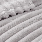 Exclusivo Mezcla Striped King Size Fleece Blanket for Bed, Light Grey - Image 4