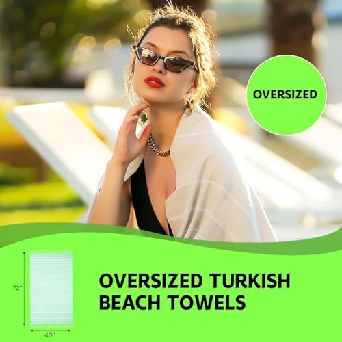 HAVLULAND Oversized Beach Towels, Pack of 4,Army Green, 72"x40" Cotton Set - Image 2