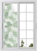 Window Privacy Film Frosted, Green Botanical Reusable Static Cling Window Tints, Summer Palm Leaves Foliage Tropical Heat Control Windows Films for Offices, Balcony, 29.5 x 118 Inches by Unknown