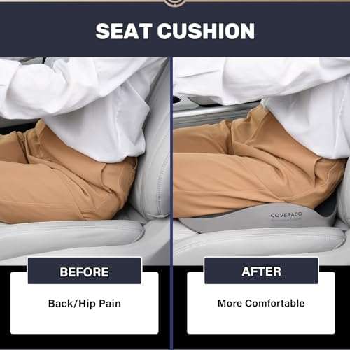 Coverado Car Seat Cushion with Memory Foam, Ergonomic Driving Seat Cushion for Sciatica, Tailbone, Back Pain Relief, Premium Non-Slip Washable Cushion for Car, Driver, Office, Wheelchair - Image 4