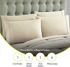 King Size Comforter Set with Sheets - 7-Piece Bedding Collection - 1 Comforter, 1 Fitted Sheet, 1 Flat, 4 Pillowcases - Deep Pocket - Soft & Breathable Premium Quality - Ideal for All Seasons, Beige - Image 6