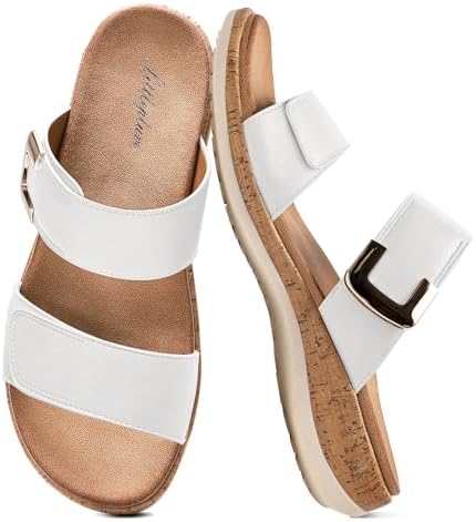 Littleplum Women Slides Sandals Arch Support Open Toe Slip on Sandals Soft Cushion Slippers Comfy Casual Summer Shoes for Walking Beach Travel by Littleplum
