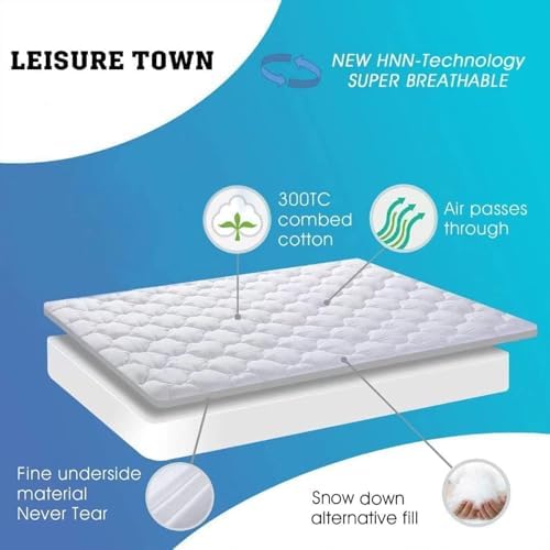 LEISURE TOWN Olympic Queen Mattress Pad Cover Mattress Topper Cotton Top Pillow Top with Snow Down Alternative Fill (8-21 Inch Fitted Deep Pocket) (66"X80") Super Queen - Image 6