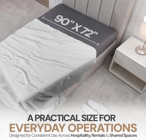10-Pack Twin 100% Cotton Waffle Blankets, Bulk Box, Hotels & Resorts, White - Image 2