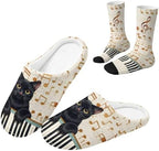 Womens Fuzzy Slipper with Socks Warm Cozy House Slipper and Socks Set Plush Winter Shoes for Indoor by Baxinh