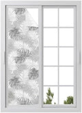 Window Privacy Film Frosted, Grey Palm Trees Tropical Reusable Static Cling Window Tints, Summer Beach Botanical Heat Control Windows Films for Offices, Balcony, 29.5 x 118 Inches by Unknown