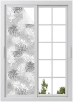 Window Privacy Film Frosted, Grey Palm Trees Tropical Reusable Static Cling Window Tints, Summer Beach Botanical Heat Control Windows Films for Offices, Balcony, 29.5 x 118 Inches by Unknown