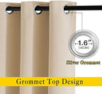 NICETOWN Room Darkening Grommet Panels - (52 inches Width, Biscotti Beige, 2 Panels) Baby Room Window Curtains 108 inches Long, Privacy Draperies - Image 2