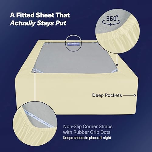 Kickoff Viscose Bamboo Sheets Twin Size 3-pc 100% Organic Bamboo Viscose Bed Cooling Sheets Twin Size Set Cool Bedding for hot Sleepers Sheet Set - Gift Ready Packaging (Cream, T) - Image 5