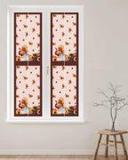 Window Privacy Film Frosted, Thanksgiving Fall Reusable Static Cling Window Tints, Pink Turkey Pumpkin Flowers Stripe Rustic Heat Control Windows Films for Offices, Balcony, 29.5 x 118 Inches - Image 2