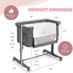 BABY JOY Bassinet Bedside Sleeper, 3 in 1 Folding Crib w/Adjustable Height, Mattress, Lockable Wheels, Storage Pocket & Carry Bag for Infant Newborn, Stationary & Rock, Portable Baby Bassinet (Grey) - Image 6