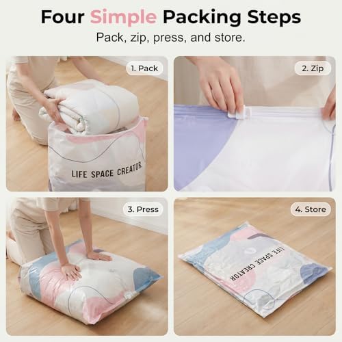 No‑Pump Vacuum Storage Bags, New Cube Vacuum Seal Bags, Upgrade Large Storage Compression Space Saver Bags, Reusable Storage for Clothes Bedding Seasonal Gear (4PCS Medium) - Image 6