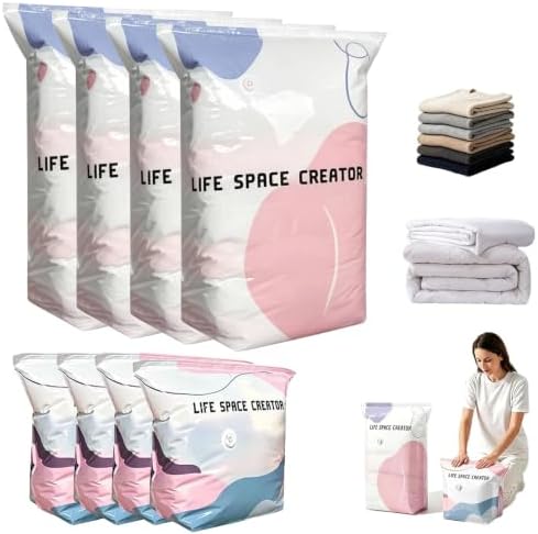 4 Sets Cube Compression Space Saver Bags, No-Pump 3D Vacuum Storage Bags by KALIHANA