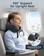 Heated Travel Neck Pillow with Vibrating for Airplane, Sleeping - Image 2