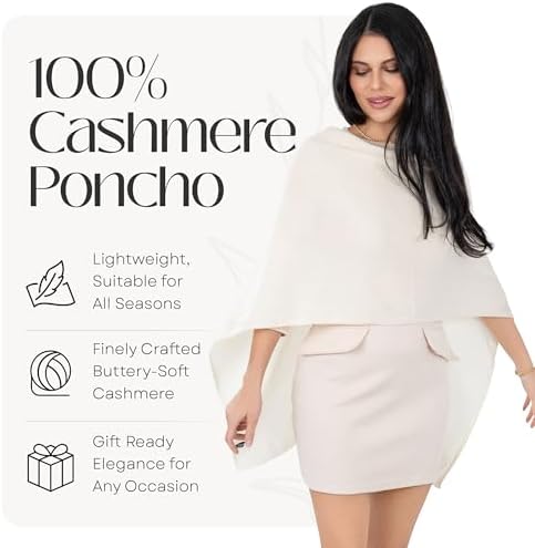 Velanio Cashmere Poncho for Women - 100% Mongolian Wrap & Dress Topper - Image 2