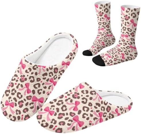 Fuzzy Slipper with Socks for Women Slip On House Slipper and Socks Set Cozy Fuzzy Slippers for Indoor by Baxinh
