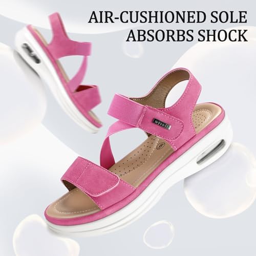 mysoft Women's Comfortable Walking Sandals Platform Wedge Ankle Strap - Image 4