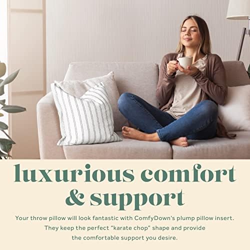 ComfyDown 28x28 Throw Pillow Insert, Down & Feather Fill, 100% Cotton Cover, Made in USA – Premium Soft Decorative Pillow Form Sham Stuffer for Bed, Sofa & Couch - Image 3