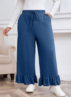 Eytino Womens Plus Size Wide Leg Pants Elastic High Waist Lounge Trouser - Image 3