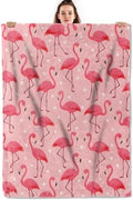 Cute Flamingo and Polka Dot Throw Blanket, Lightweight Warm Tropical Animal Flannel Blanket, Home Decor and Gifts, Soft Cozy Blankets for Women Girls Kids, 50"x60" for Bed Couch Travel by Unknown