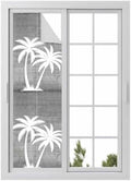 Window Privacy Film Frosted, Black Grey Palm Trees Reusable Static Cling Window Tints, Summer Coastal Tropical Botanical Heat Control Windows Films for Offices, Balcony, 29.5 x 118 Inches by Unknown