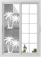 Window Privacy Film Frosted, Black Grey Palm Trees Reusable Static Cling Window Tints, Summer Coastal Tropical Botanical Heat Control Windows Films for Offices, Balcony, 29.5 x 118 Inches by Unknown