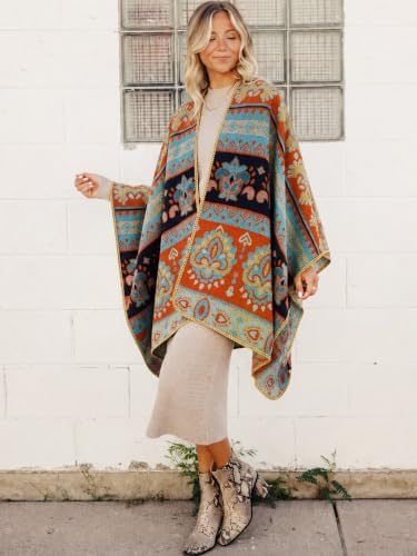 Beautiful Nomad Women's Retro Style Poncho Cape Boho Shawl Wraps - Image 2