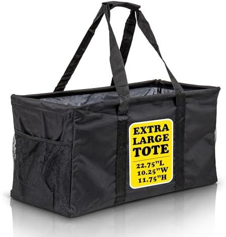 Extra Large Utility Tote Bag - Oversized Collapsible Beach Bag - Black by Lucazzi
