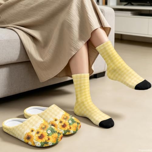 Womens Fuzzy Slipper with Socks Warm Cozy House Slipper and Socks Set Plush Winter Shoes for Indoor - Image 4