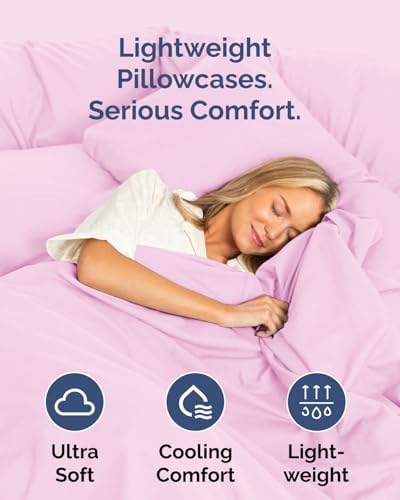 Standard Pillow Cases - 8 Pack Pillowcase Covers - 20" x 26" (Light Pink) - Image 3