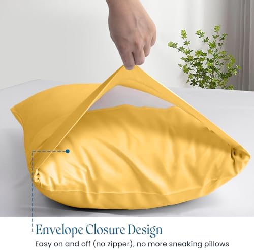 100% Pima Cotton Pillowcases – 800 Series, Ultra Soft & Cooling, Toddler/Travel 14"x20", Set of 2 – Gold, Hotel Luxury Quality, Envelope Closure, Skin & Hair Friendly - Image 3