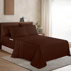 Elegant Comfort 1500 Premium Quality 6-Piece Bed Sheet Set - 18-24 Inch Extra Deep Pocket, Smart Storage Pockets, Wrinkle Free Ultra Soft 6PC Extra Deep Pocket Sheets, King, Chocolate Brown - Image 3