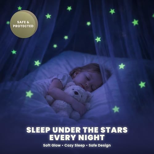 Bollepo Yellow Bed Canopy for Girls with Glowing Stars - Princess Yellow Baby Canopy for Bed, Netting Room Decor, Ceiling Tent, Canopy | Single, Twin, Full, Queen Size Kids Bed - Image 5