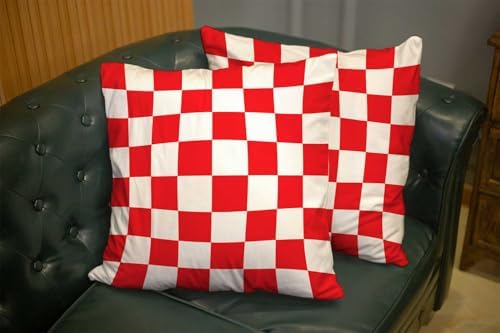 EMMTEEY Red White Gingham Checkered Pillow Covers 24x24 Set of 2 - Image 6