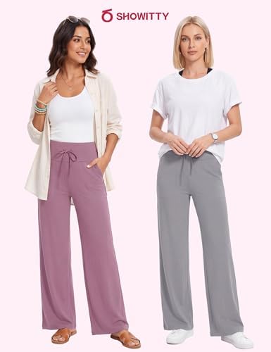 Showitty Wide Leg Pants for Women with Pockets, High Waist Yoga Lounge - Image 4