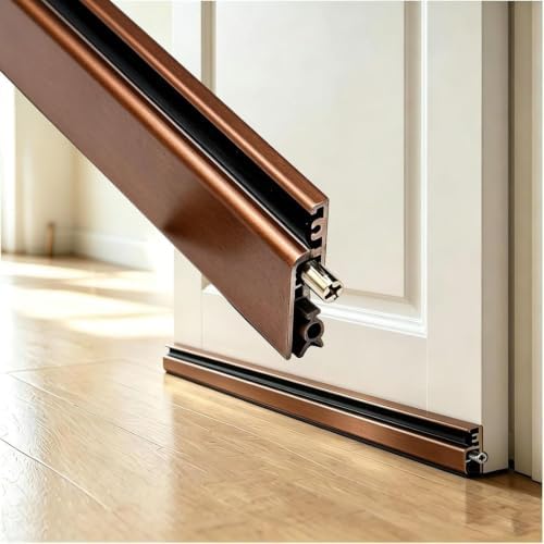 Automatic Door Sweeping Bottom Aluminum Alloy, 23in - 40in Surface Mount Type - Suitable for Door Bottom Sealing Sound Insulation Windproof Dustproof Light Blocking(Brown,76cm/29.9in) by Unknown