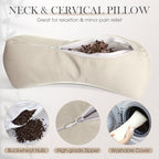 DoubleFill 2 Pcs Buckwheat Neck Pillow Adjustable, Beige, Cotton and Linen - Image 3