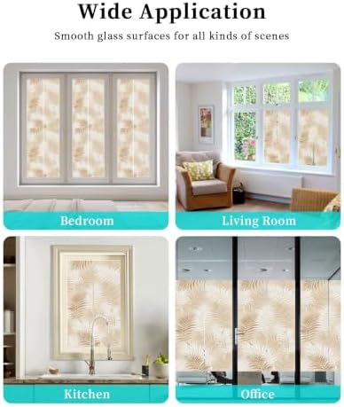 Window Privacy Film Frosted, Brown Botanical Reusable Static Cling Window Tints, Summer Palm Leaves Foliage Tropical Heat Control Windows Films for Offices, Balcony, 29.5 x 118 Inches - Image 7