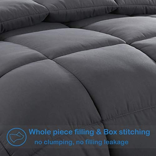 EASELAND Twin Size Down Alternative Comforter, Dark Grey, 64x88 Inches - Image 3