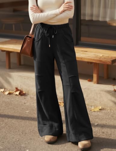 TARSE Womens Wide Leg Lounge Pant Baggy Flare Elastic Waist Sweatpants - Image 4