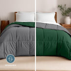 Bare Home California King Comforter - Reversible Colors - Goose Down Alternative - Ultra-Soft - Premium 1800 Series - All Season Warmth - Bedding Comforter (California King, Grey/Forest Green) - Image 2