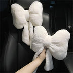 LYFJMUS 4 Pack Plush Bow Car Headrest Pillow and Lumbar Support Pillow Soft Butterfly Car Neck Pillows for Driving Cars Decor (Black) - Image 4